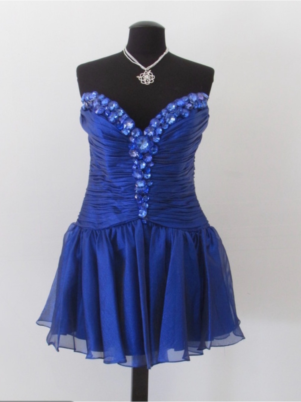 Sherri Hill Royal Blue Strapless Prom/Cocktail Dress Heavily Embellished Bodice